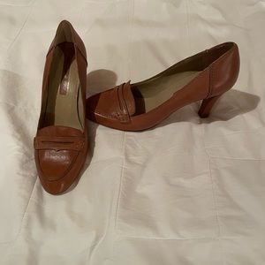 Bandolino brown “loafer” heels size 9 1/2M with 4” heel